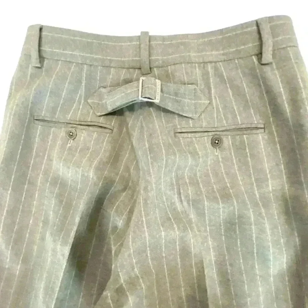 Ralph Lauren Purple Tag Wool 2 Piece Pant Suit Gray White Pinstripes Size 6/8